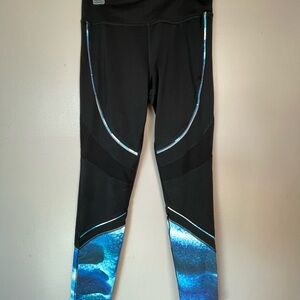 Women's Black and Blue Swim Leggings